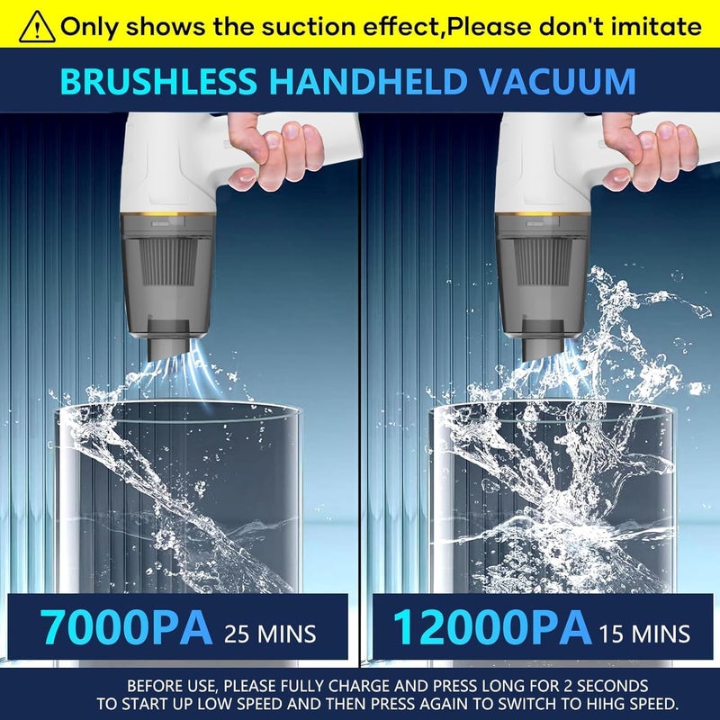TDOO Car Vacuum Cleaner, Cordless Handheld Vacuum, Brushless DC Motor 12000PA Maximum Suction,Mini Portable Vacuum Cleaner Rechargeable for Home,Office,Kitchen - Image 3