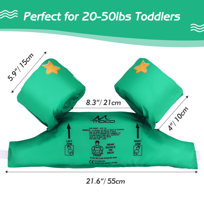 MoKo Swim Arm Band for Kids 20-50lbs, Clearance Toddler Swim Vest Cute Cartoon Swimming Wings Pool Floats Sleeve Children Water Sports Learning Swim Training Equipment, Green - Image 5