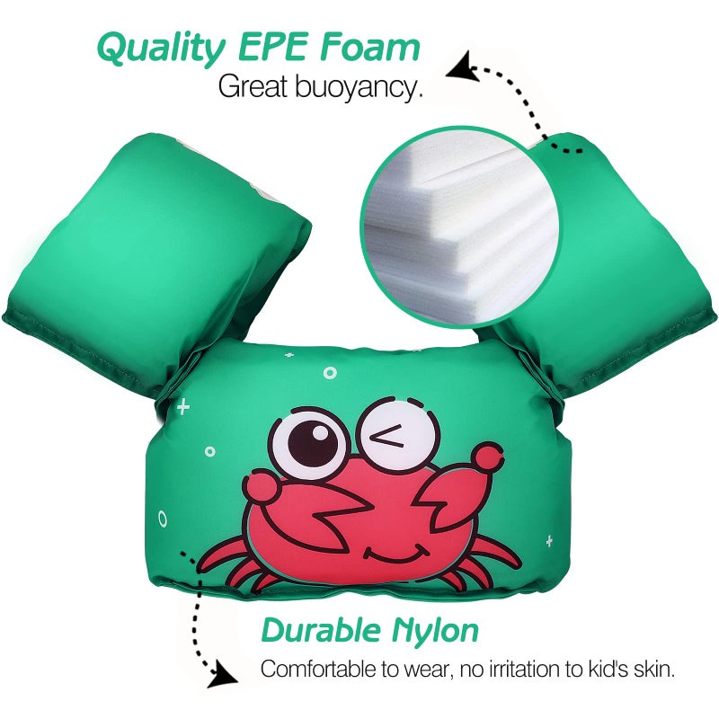 MoKo Swim Arm Band for Kids 20-50lbs, Clearance Toddler Swim Vest Cute Cartoon Swimming Wings Pool Floats Sleeve Children Water Sports Learning Swim Training Equipment, Green - Image 3