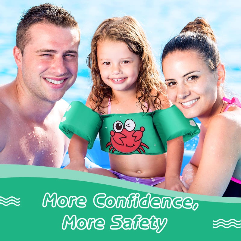 MoKo Swim Arm Band for Kids 20-50lbs, Clearance Toddler Swim Vest Cute Cartoon Swimming Wings Pool Floats Sleeve Children Water Sports Learning Swim Training Equipment, Green - Image 2