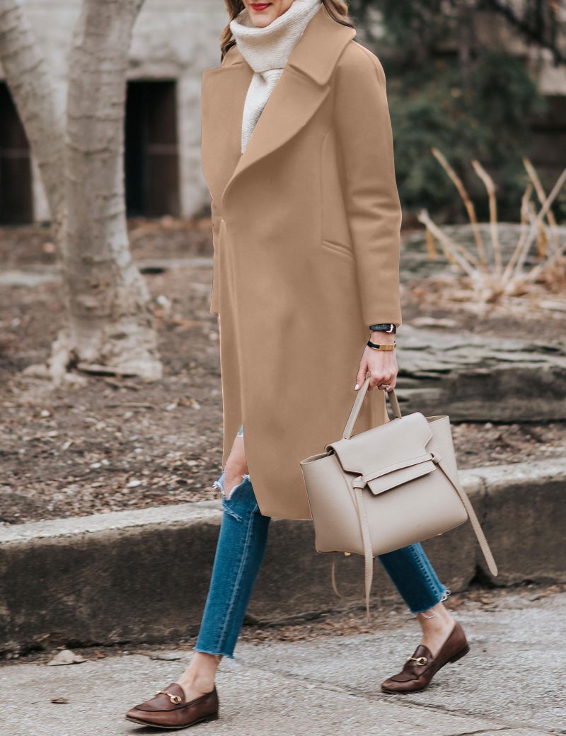 BZB Women's Pea Coats Elegant Notched Collar Double Breasted Winter Long Overcoat Jackets - Image 3