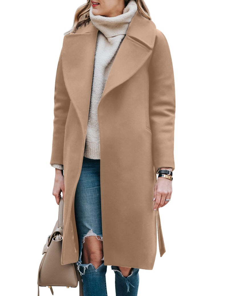 BZB Women's Pea Coats Elegant Notched Collar Double Breasted Winter Long Overcoat Jackets - Image 1
