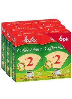 Melitta Melitta #2 Cone Coffee Filters, Unbleached Natural Brown, 100 Count (Pack of 6) 600 Total Filters Count - Packaging May Vary  - Image 1