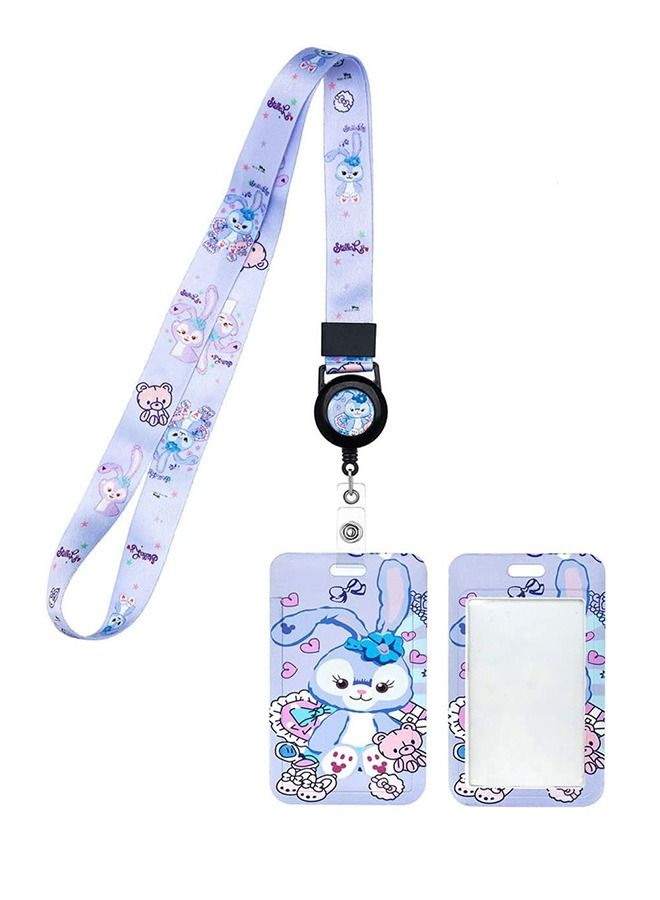 Cartoon ID Badge Holder with Lanyard, Detachable Wrist Lanyard Retractable Badge Holder, for Student Teacher Nurse Office Staff Teens - Image 1