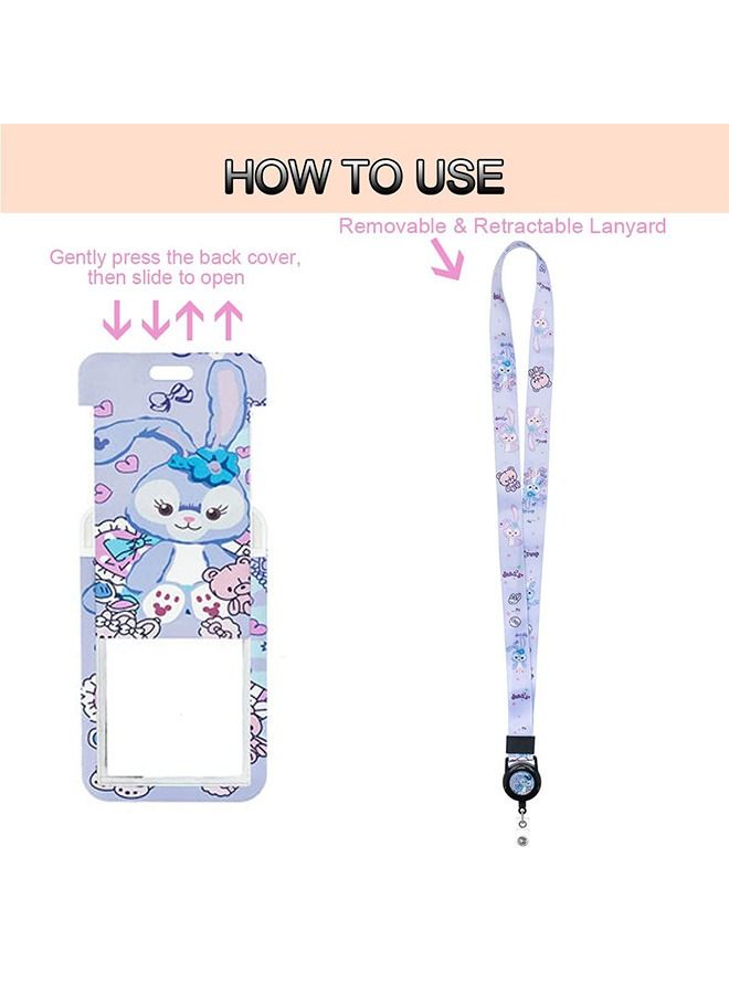 Cartoon ID Badge Holder with Lanyard, Detachable Wrist Lanyard Retractable Badge Holder, for Student Teacher Nurse Office Staff Teens - Image 4