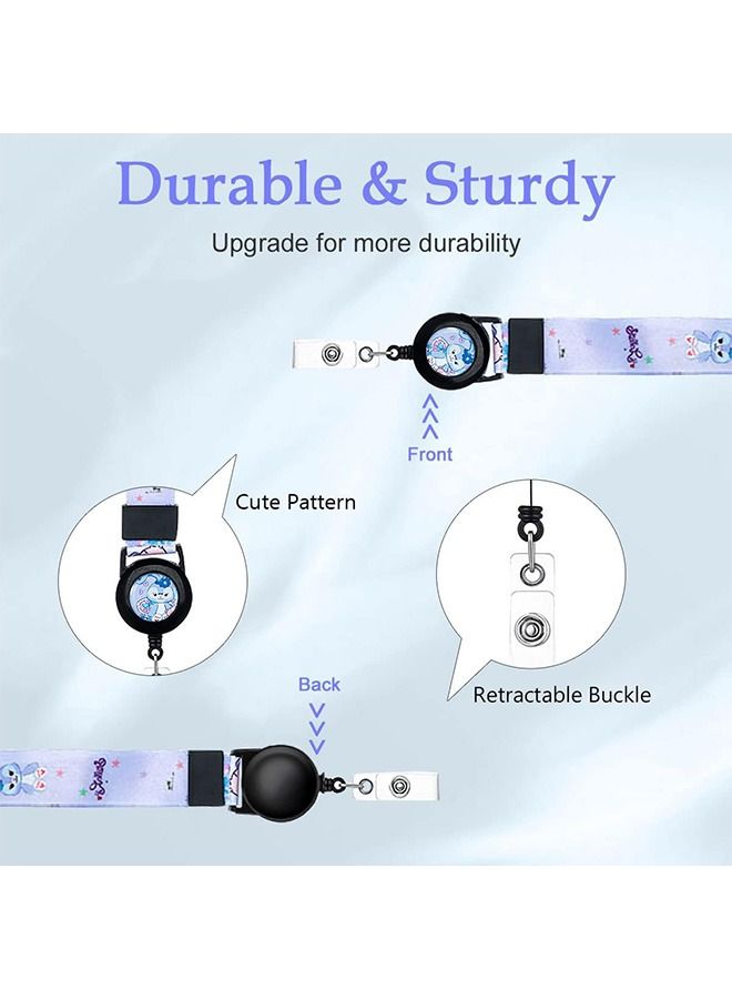 Cartoon ID Badge Holder with Lanyard, Detachable Wrist Lanyard Retractable Badge Holder, for Student Teacher Nurse Office Staff Teens - Image 3