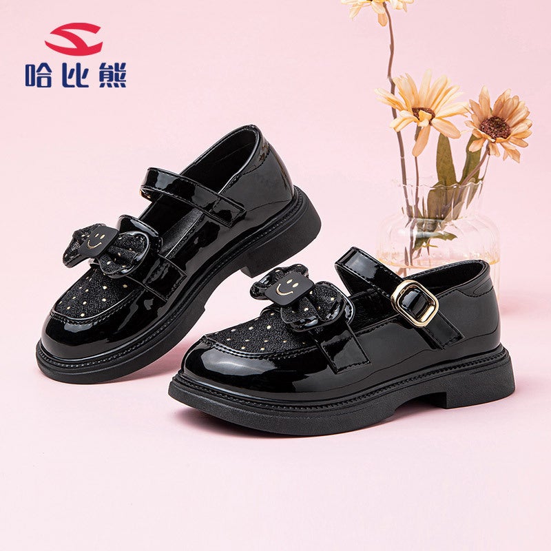 Hobibear Children'S Shoes Girls Girls Small Leather Shoes Simple Shallow English Wind Loafers A Generation Of Hair - Image 4