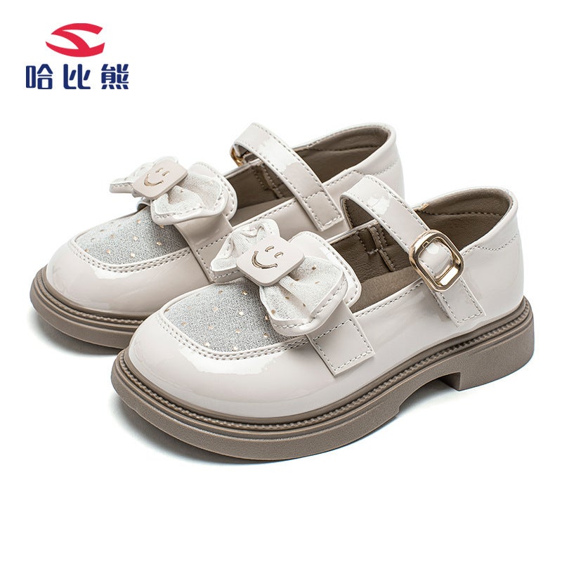 Hobibear Children'S Shoes Girls Girls Small Leather Shoes Simple Shallow English Wind Loafers A Generation Of Hair - Image 1