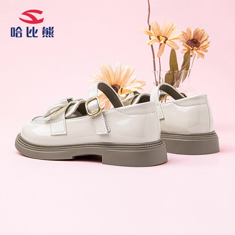 Hobibear Children'S Shoes Girls Girls Small Leather Shoes Simple Shallow English Wind Loafers A Generation Of Hair - Image 5