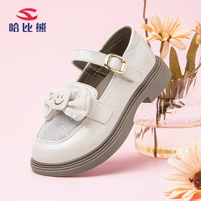 Hobibear Children'S Shoes Girls Girls Small Leather Shoes Simple Shallow English Wind Loafers A Generation Of Hair - Image 2
