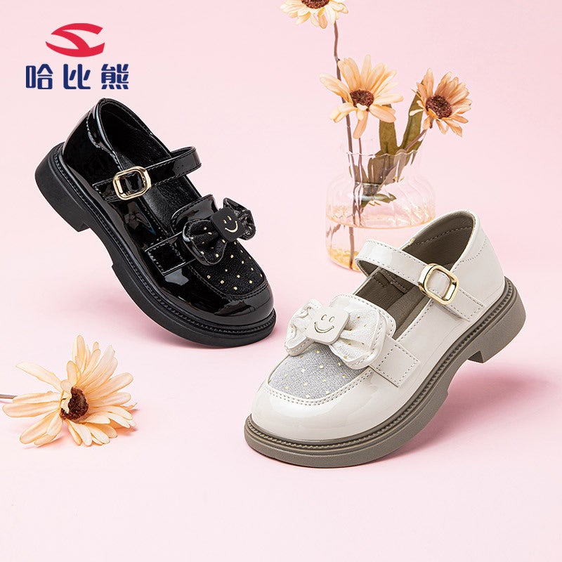 Hobibear Children'S Shoes Girls Girls Small Leather Shoes Simple Shallow English Wind Loafers A Generation Of Hair - Image 3