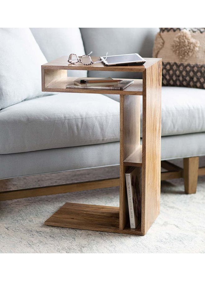 Art Wood Side Table - Natural Suede Wood 