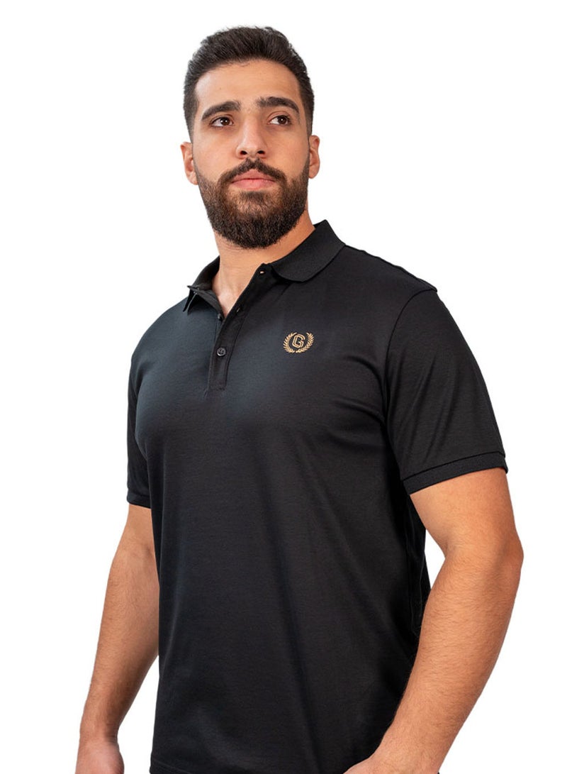 GIORDANO Men's Slim Fit Interlock Polo with Embroidery - Liquid Touch - Image 1