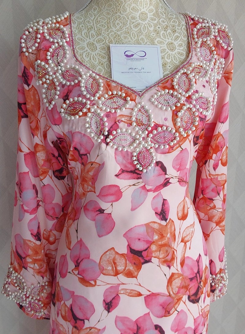 الريش البنفسجي  ALREESH 25 MUKHAWER GULF EMBROIDERY  WITH HIS OWN HANDS READY-MADE JALABIYA - Image 1