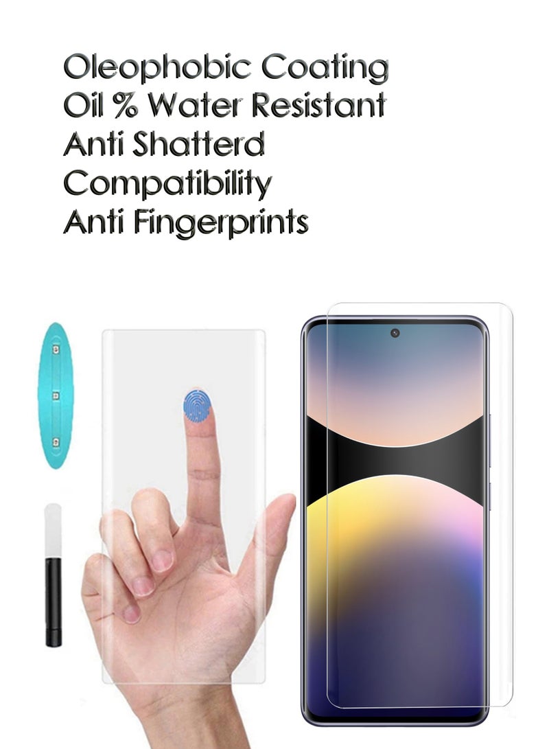 For Xiaomi Redmi Note 14 Pro+ 5G - UV Advanced Premium Tempered Glass Screen Protector Guard , Full Adhesive UV Curved Case Friendly HD Clarity With Installation Kit - Image 4