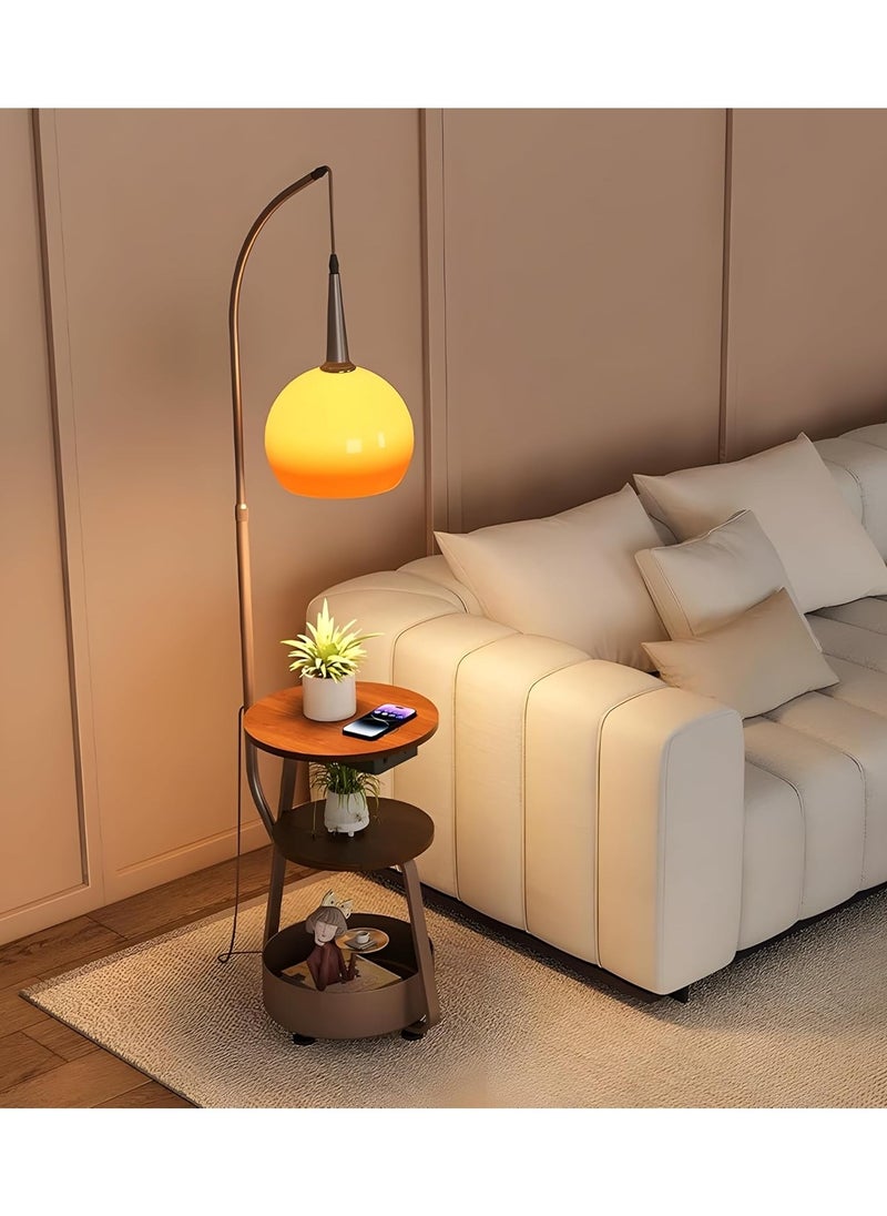 Flexible Height 1 Light LED/Incandescent/Fluorescent Alloy Buffet Floor Lamp with Storage Shelf, Glass Shade, Rocker Switch