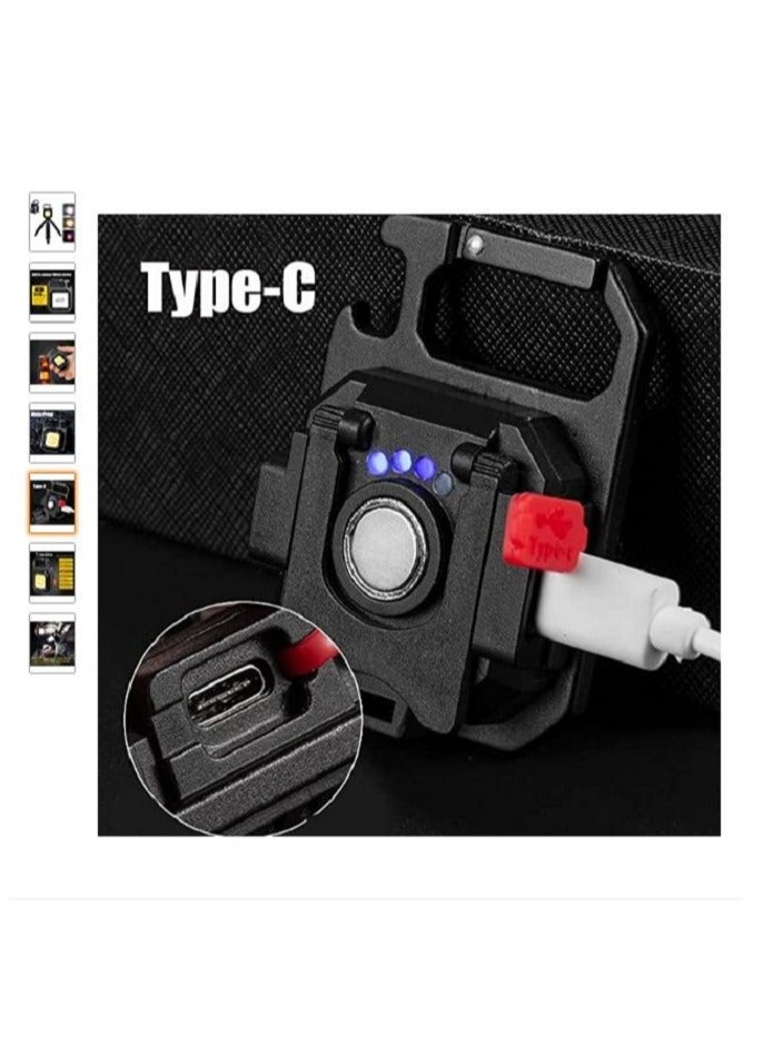 Upgraded LED COB Flashlight Keychain Light with Stand 500 Lumen Rechargeable Keychain Flashlights 4 Light Modes Portable Pocket Light with Folding Bracket Bottle Opener for Camping Emergency Fishing - Image 3