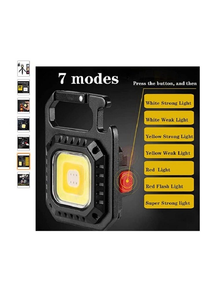 Upgraded LED COB Flashlight Keychain Light with Stand 500 Lumen Rechargeable Keychain Flashlights 4 Light Modes Portable Pocket Light with Folding Bracket Bottle Opener for Camping Emergency Fishing - Image 4