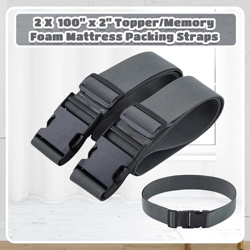 Wowangce 2 Pack Mattress Moving Straps, Adjustable Packing Straps with Buckles for Mattress Storage or Moving, Fits Queen & King (100" x 2") - Image 4