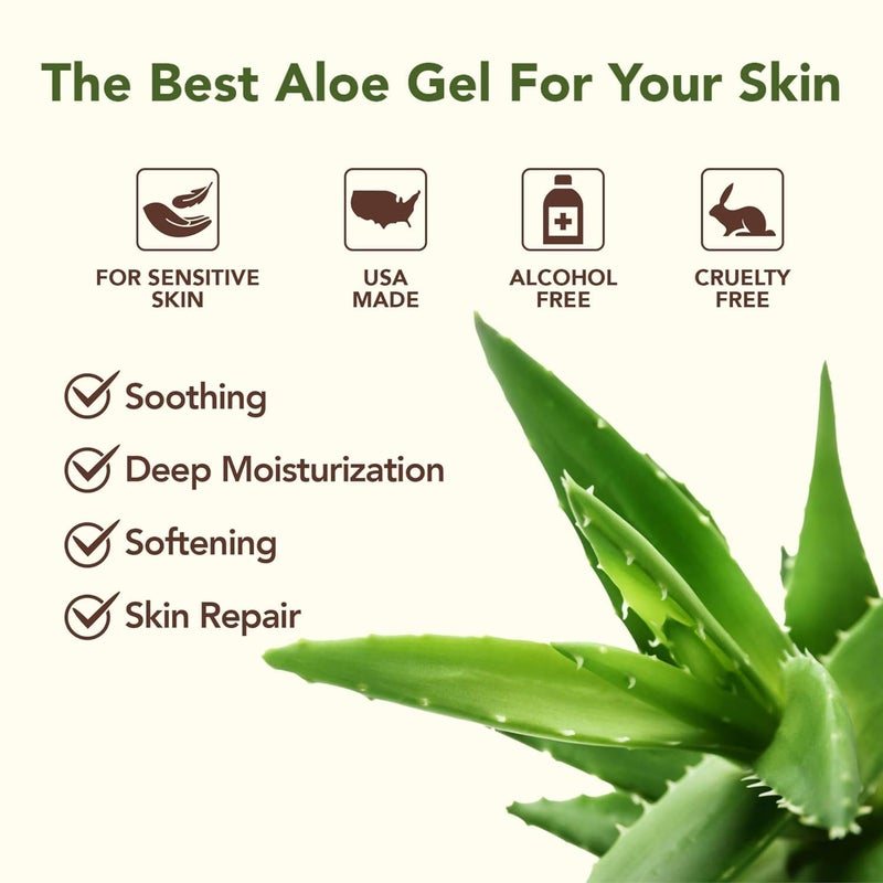 Green Leaf Naturals Amazing Aloe Vera Gel - Freshly Cut, 100% Pure Aloe, Premium Quality, Vegan, Unscented - Natural Sunburn Relief, After Shave, Skin, Face & Hair Care 8oz - Image 2
