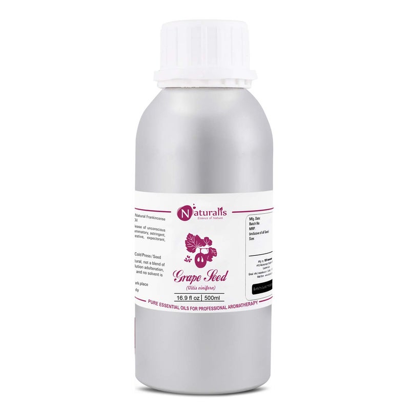 Naturalis Essence of Nature Cold Pressed GrapeSeed Oil 100 Pure and Natural Carrier Oil Grape Seed Oil for Skin and Hair 500ml - Image 1