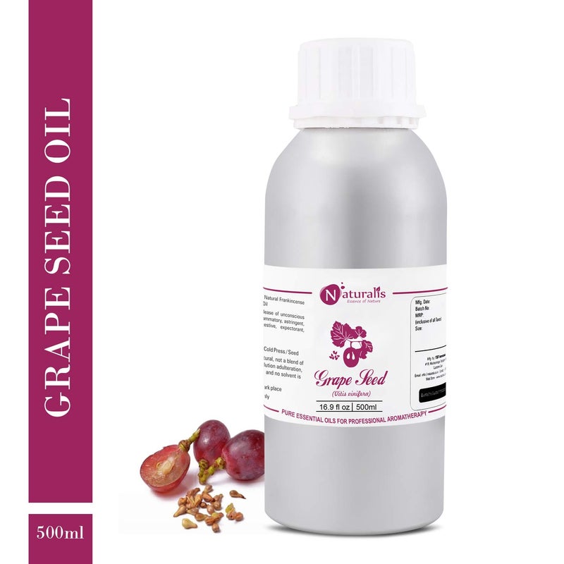 Naturalis Essence of Nature Cold Pressed GrapeSeed Oil 100 Pure and Natural Carrier Oil Grape Seed Oil for Skin and Hair 500ml - Image 2