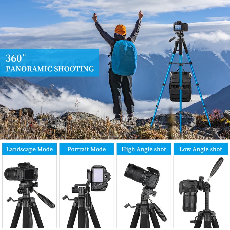 JOILCAN Tripod Camera Tripods, 74" Tripod for Camera Cell Phone Video Recording, Heavy Duty Tall Camera Tripod Stand, Professional Travel DSLR Tripods Compatible with Canon iPhone, Max Load 15 LB - Image 3