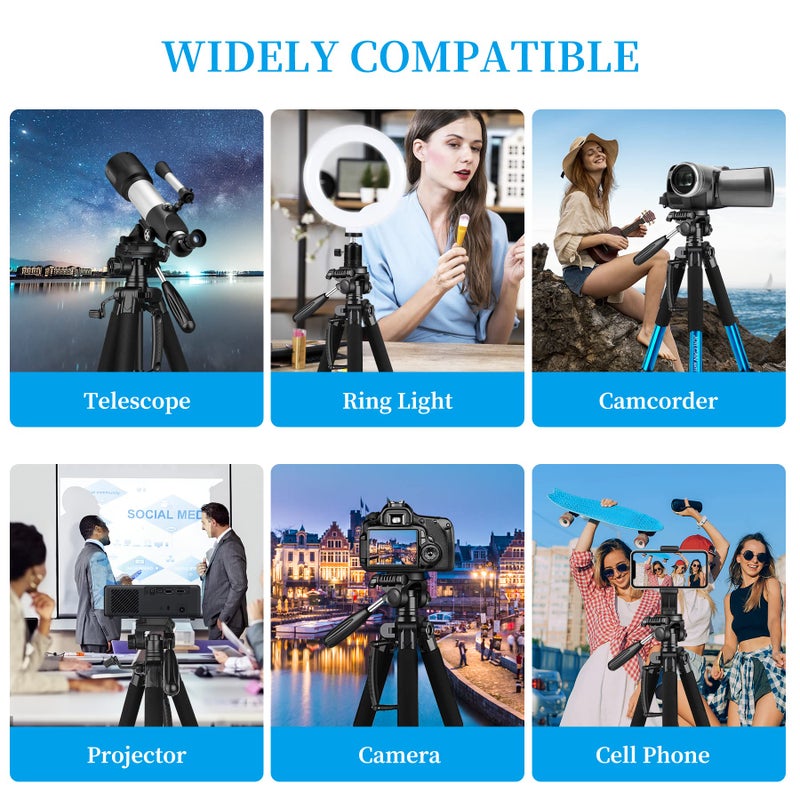 JOILCAN Tripod Camera Tripods, 74" Tripod for Camera Cell Phone Video Recording, Heavy Duty Tall Camera Tripod Stand, Professional Travel DSLR Tripods Compatible with Canon iPhone, Max Load 15 LB - Image 4