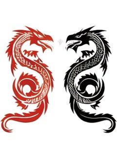 Dopetattoo 6 Sheets Realistic Tattoos Temporary Tattoos Fake Tattoos For Men Adults Black Red Tribal Dragon Animal Chinese Temporary Fake Tattoo For Women Neck Arm Chest For Woman 