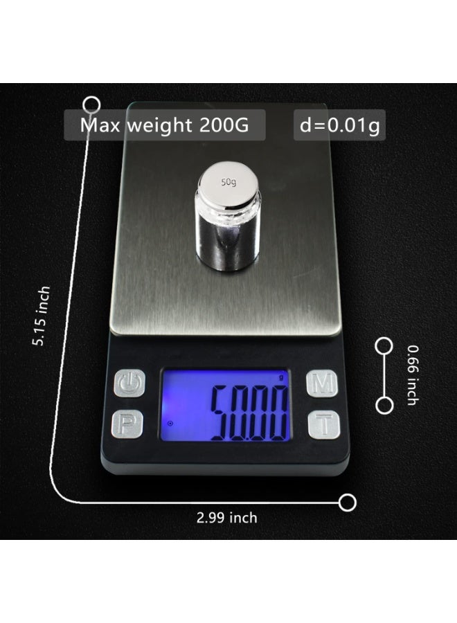 High-Precision Digital Mini Scale – 200g x 0.01g Accuracy – Portable Pocket Scale for Measuring Herbs, Spices, Powders, Jewelry, Supplements & Lab Use  - Image 3