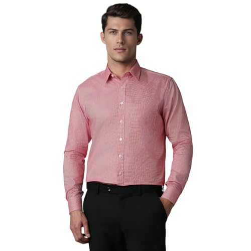 LOUIS PHILIPPE قميص قطن ضيق للرجال من لويس فيليب (LPSFMSLPR94810_أحمر، 40) - Image 1