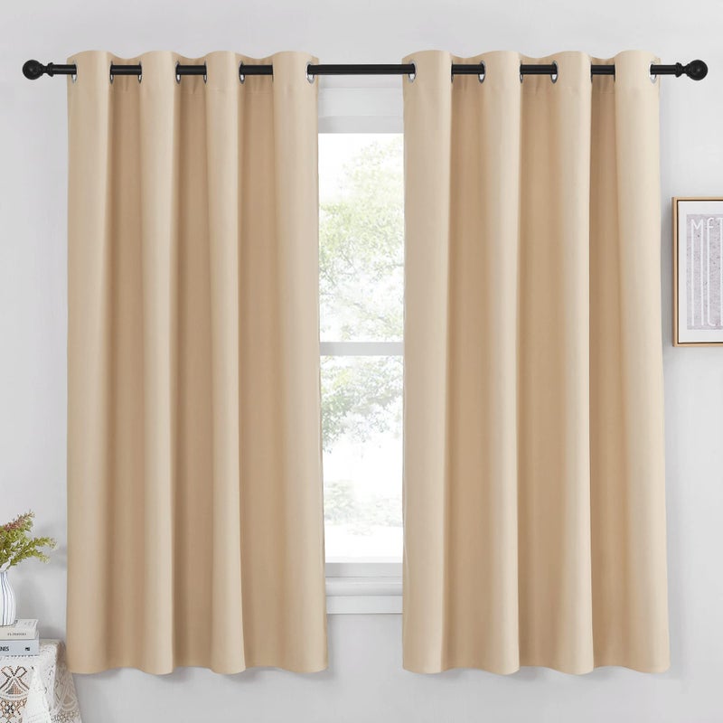 NICETOWN Room Darkening Window Shade and Blind - (Biscotti Beige Color) Light Reducing & Privacy Protection Blackout Short Curtain/Drape/Drapery for Kid's Bedroom, 52x63 inches, 1 Piece - Image 1