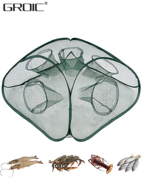 Foldable Fishing Net Fishing Bait Trap, Fishing Net Trap Automatic Fishing Net Shrimp Cage Nylon Crab Fish Trap Cast Collapsible Easy Use Folding Fishing Net for Shrimp, Crab, River, Pool, Stream