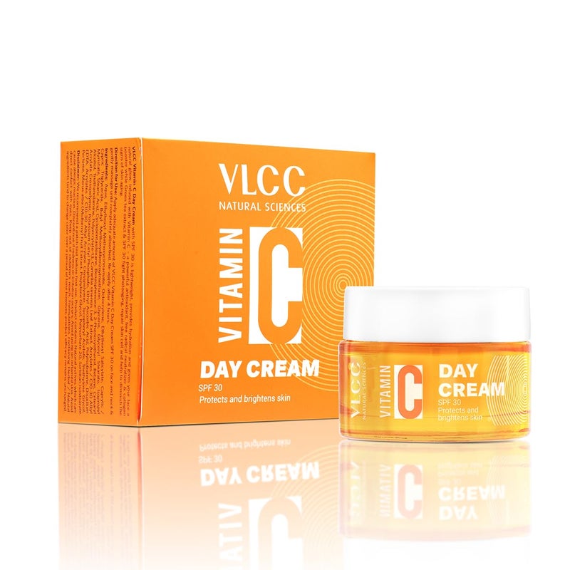 VLCC Vitamin C Day Face Cream with SPF 30 | Fights Photoaging & Provides Sun Damage Protection | Hydrates the Skin & Gives Natural Glow | Suits All Skins | 1.76 Oz/50 g