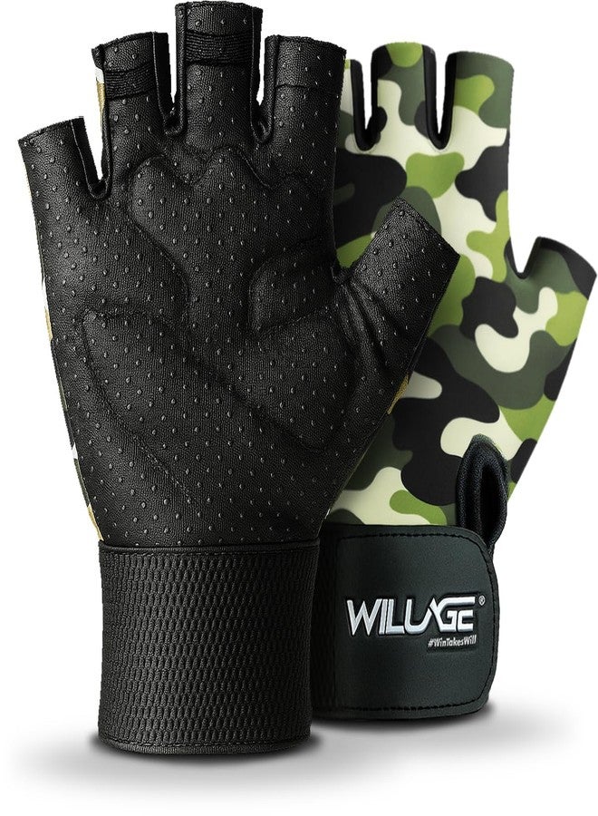 WILLAGE Gym Gloves for Men & Women, Gym Gloves with Wrist Support, Camouflage Pattern, Breathable Workout Gloves for Men & Women, Weightlifting Training Exercise Fitness Gloves - Image 1