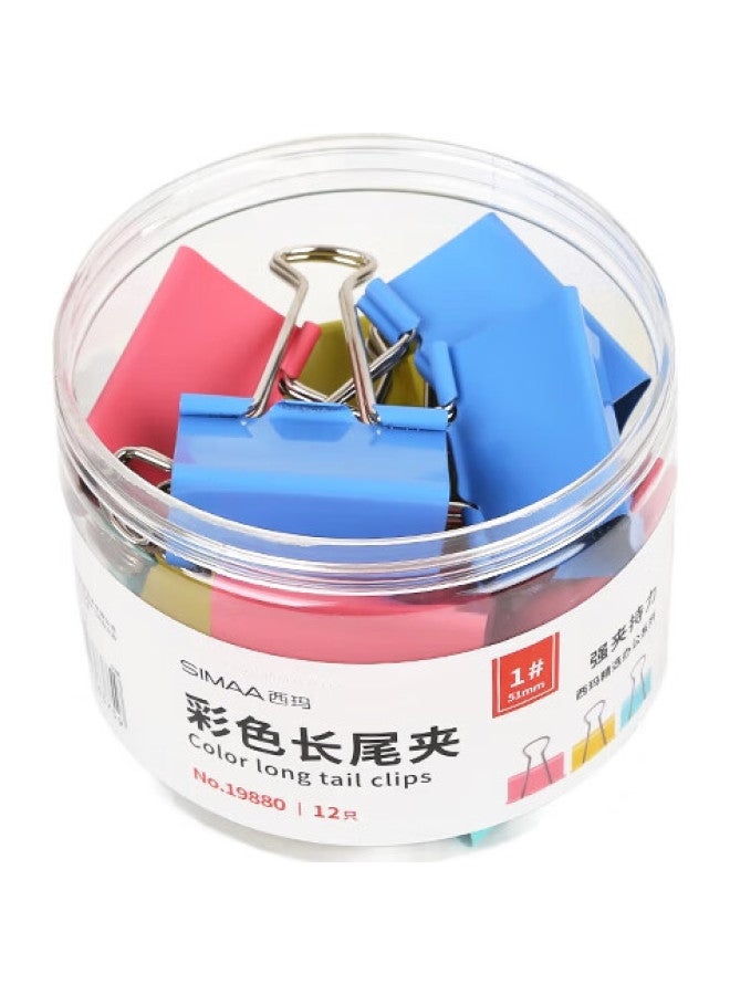 Simaa 12 Colored Long Tail Clips, 51Mm Binder Clips, Office Supplies, 19880 - Image 1