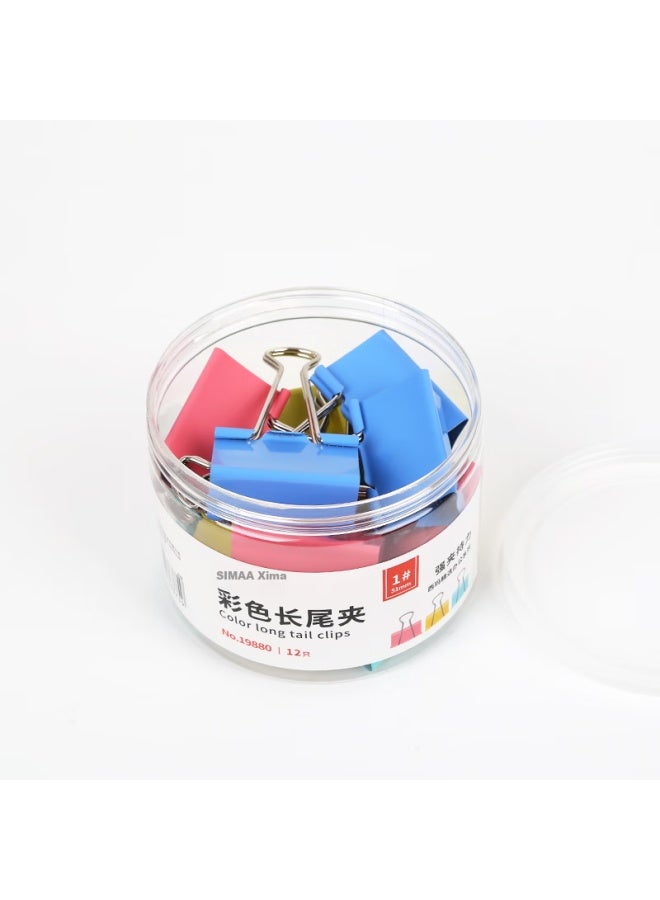 Simaa 12 Colored Long Tail Clips, 51mm Binder Clips, Office Supplies, 19880 - Image 3