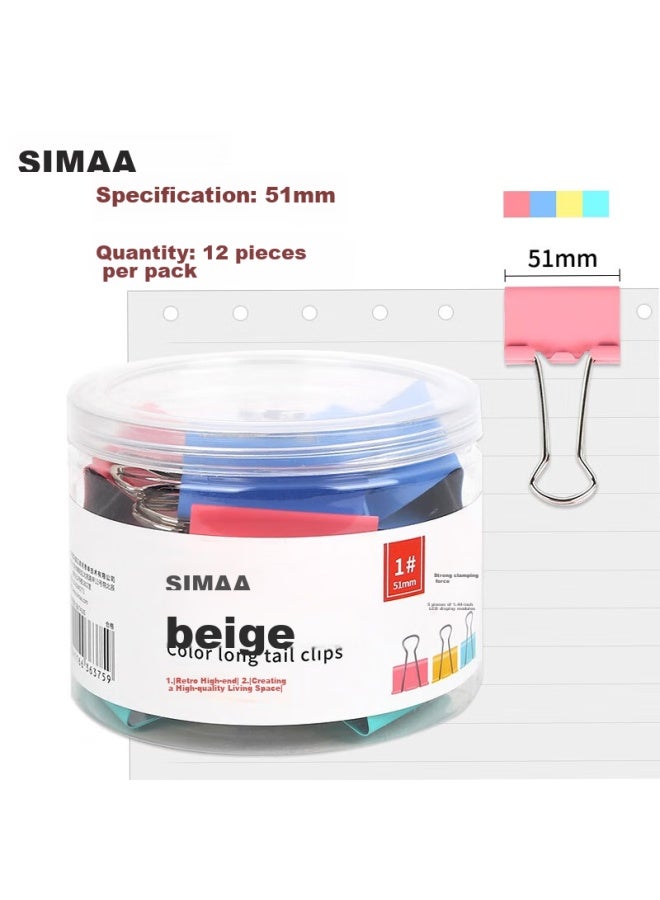 Simaa 12 Colored Long Tail Clips, 51mm Binder Clips, Office Supplies, 19880 - Image 5