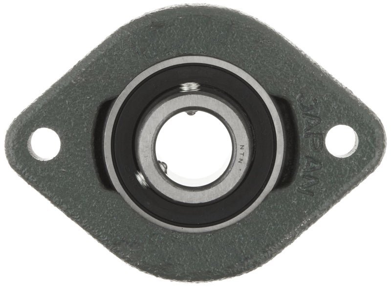 NTN ASFD207 Light Duty Flange Bearing, 2 Bolts, Setscrew Lock, Non-Relubricatable, Contact Seals, Cast Iron, Inch, 13-25/32" Bore, 3-15/16" Bolt Hole Spacing Width, 3-11/16" Height - Image 2