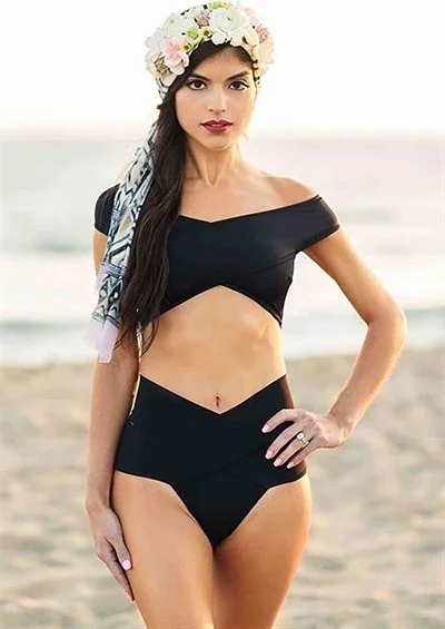 Angelsin Black Special Design Bikini Set