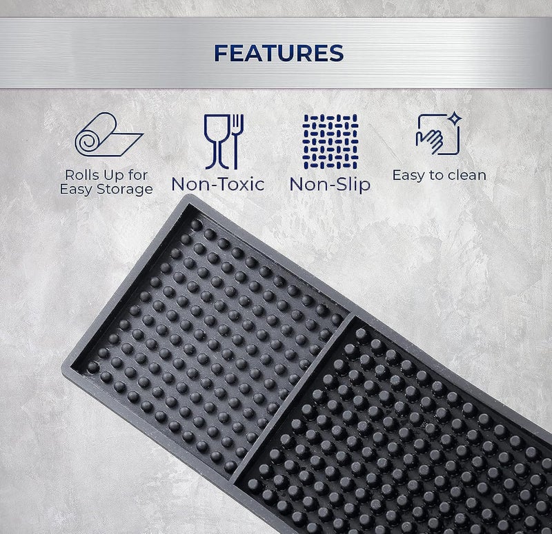 AICON ® Durable and Stylish Bar Mats for Spills. BarMat is for Coffee, Bars, Restaurants & Counter Top Dish Drying, Glass Drying Product Size 60cm x 8cm x 8mm Thickness - Image 2