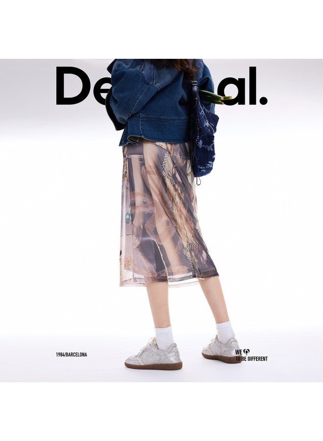 DESIGUAL 25 Autumn/Winter New Collection Collage Newspaper Print Stretch Slim-Fit Women'S Skirt - Image 4