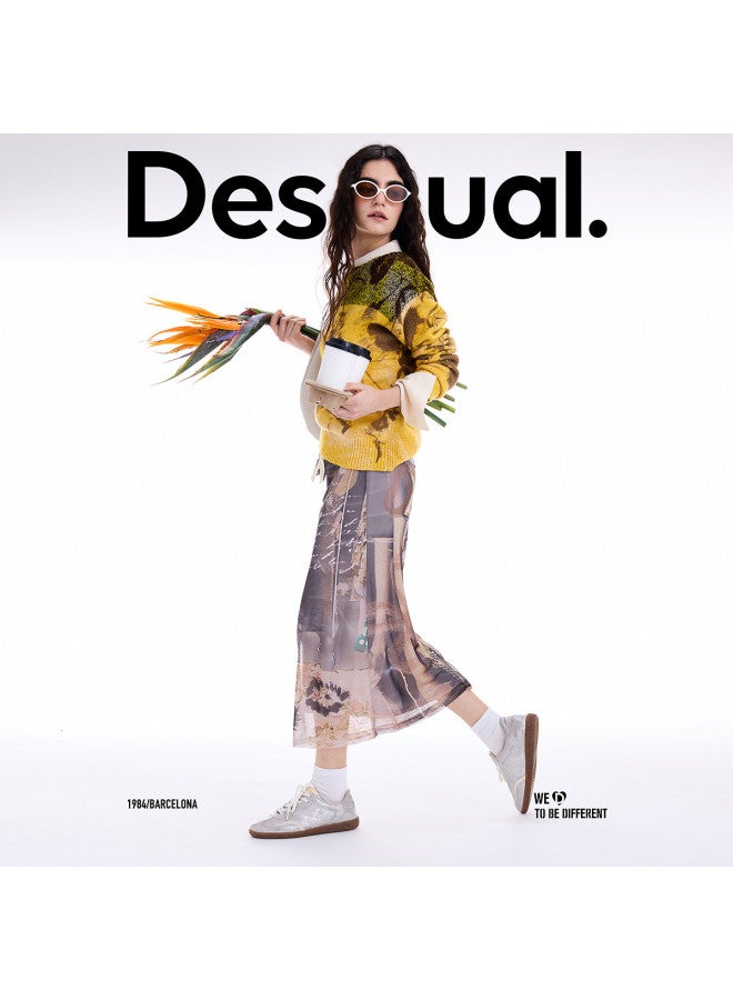 DESIGUAL 25 Autumn/Winter New Collection Collage Newspaper Print Stretch Slim-Fit Women'S Skirt - Image 2