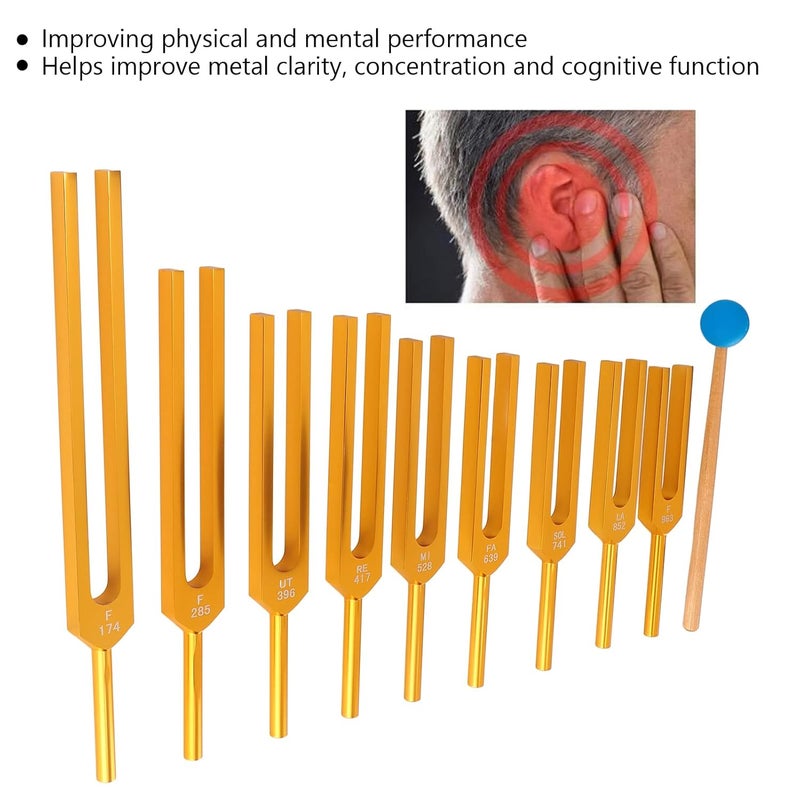 klarako Tuning Fork Set,9 Tuning Forks Perfect for DNA Healing, Chakra, Sound, Keep Body, Mind and Spirit in Perfect Harmony - Image 4