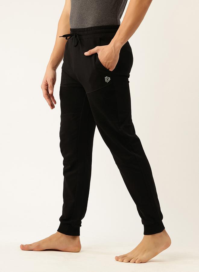 John Players Men Black Cotton Cuffed Joggers - Image 4