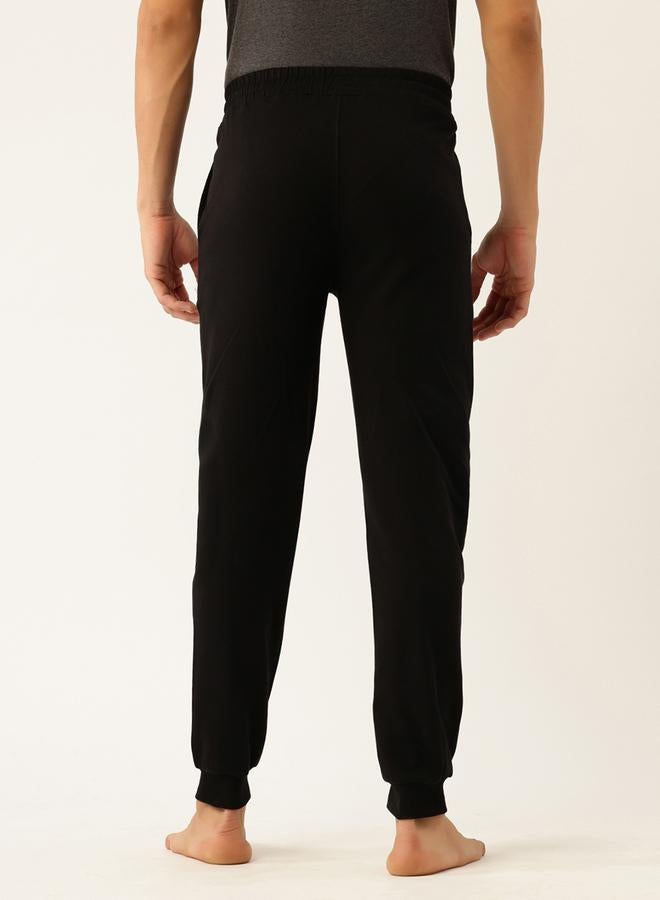 John Players Men Black Cotton Cuffed Joggers - Image 5