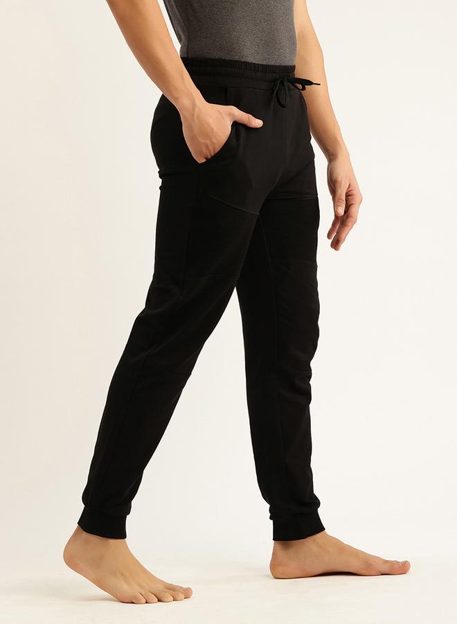John Players Men Black Cotton Cuffed Joggers - Image 3
