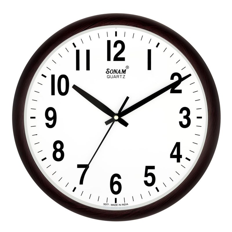 Sonam Step Movement 12 Inches Wall Clock for Home (30.5x30.5 cm_ Brown Wood)(Plastic) - Image 2