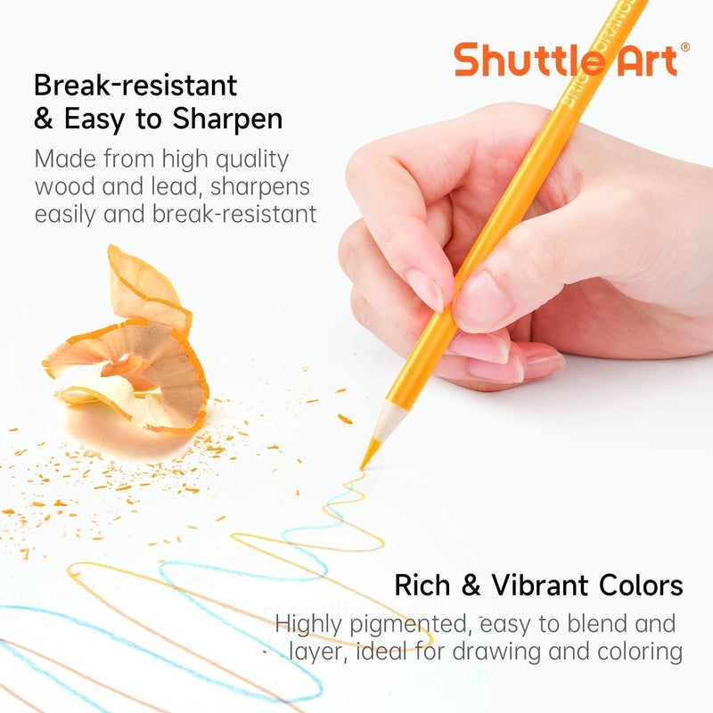 Shuttle Art 80 Colouring Pencils Set for Adults and Beginners for Painting and Drawing, Shatterproof Colouring Pencils for Children, Wooden Pencils - Image 5