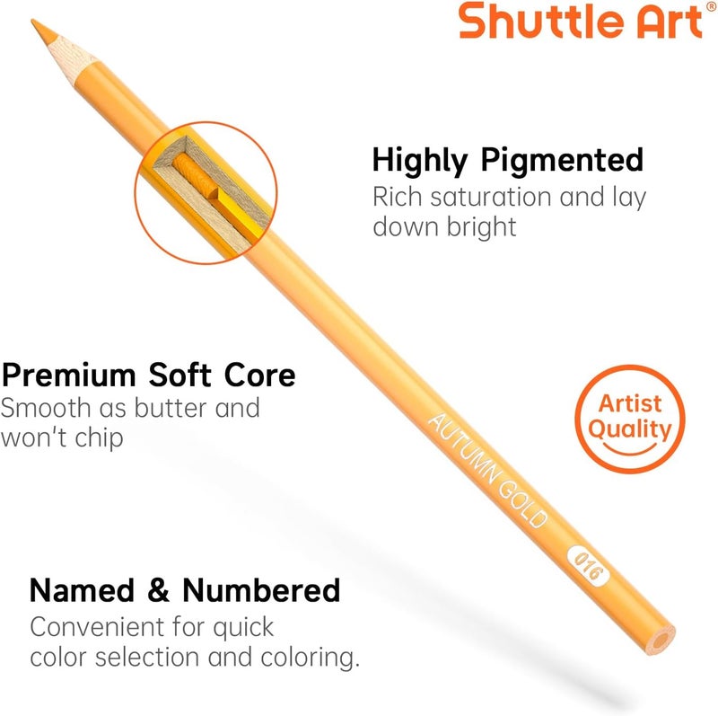 Shuttle Art 80 Colouring Pencils Set for Adults and Beginners for Painting and Drawing, Shatterproof Colouring Pencils for Children, Wooden Pencils - Image 4